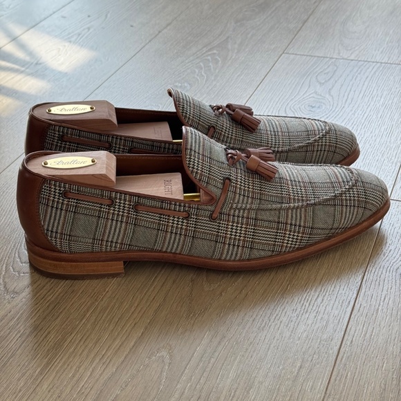 Taft Russell Tassel Loafer Shoes Plaid with Brown Leather - Size 10 US / 43 EU